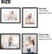 Black 8.5x11 Picture Frame Set of 4, Matted to 6x8 Picture or 8.5 x 11 Inch Certificate Award Document Without Mat, Wall and Tabletop Display